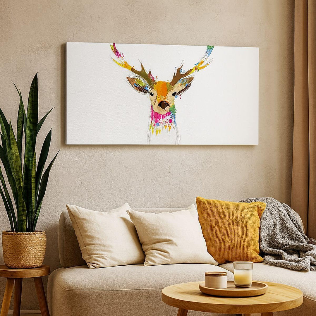 Wandbilder Dekoration Wohnzimmer Deer fantasie Graffiti Grafik Panorama Bilder auf Leinwand 120x50cm
