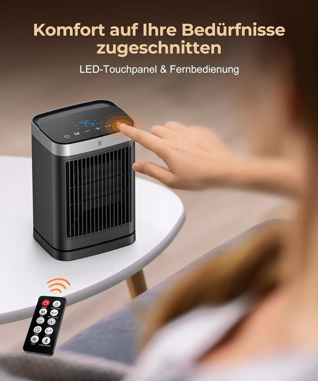 Heizlüfter Energiesparend mit Fernbedienung, 2000W Heizung Elektrisch Klein, PTC Keramik Heizlüfter