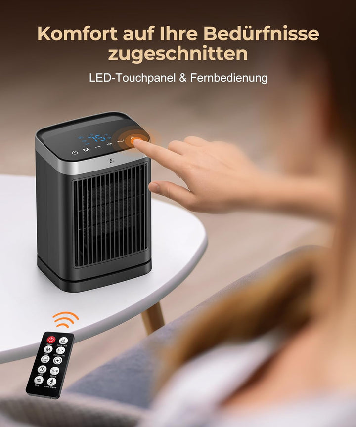 Heizlüfter Energiesparend mit Fernbedienung, 2000W Heizung Elektrisch Klein, PTC Keramik Heizlüfter