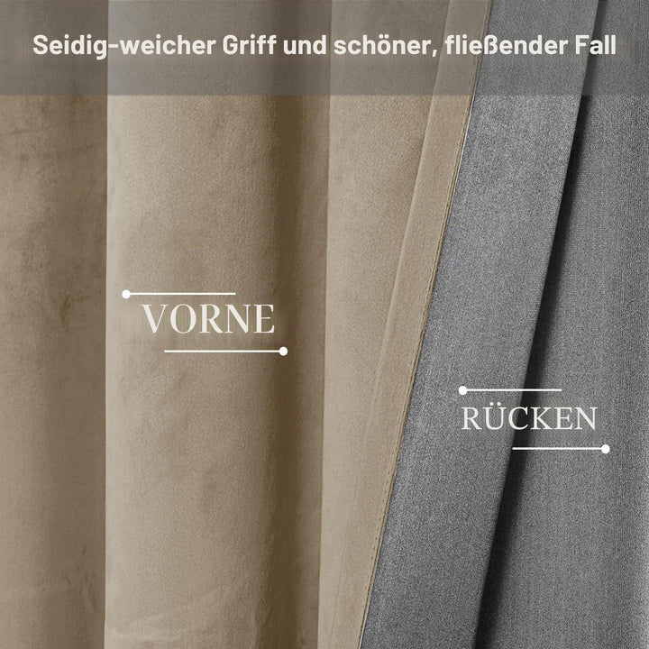 JIUZHEN Verdunklungsvorhang aus Samt,2er Set weiche blickdichte Gardinen mit Ösen für Schlafzimmer,1
