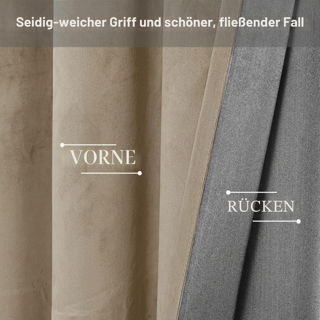 JIUZHEN Verdunklungsvorhang aus Samt,2er Set weiche blickdichte Gardinen mit Ösen für Schlafzimmer,1