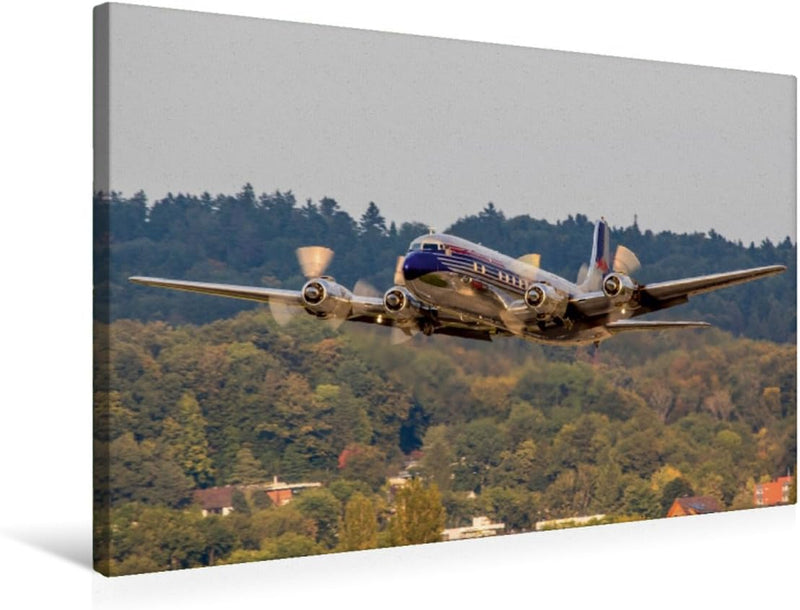 Premium Textil-Leinwand 75 x 50 cm Quer-Format Red Bull Douglas DC-6 Zürich, Switzerland | Wandbild,