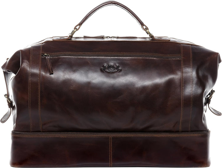 SID & VAIN Reisetasche mit separatem Schuh-Fach Kingston aus Premium Leder I Sporttasche XL gross fü