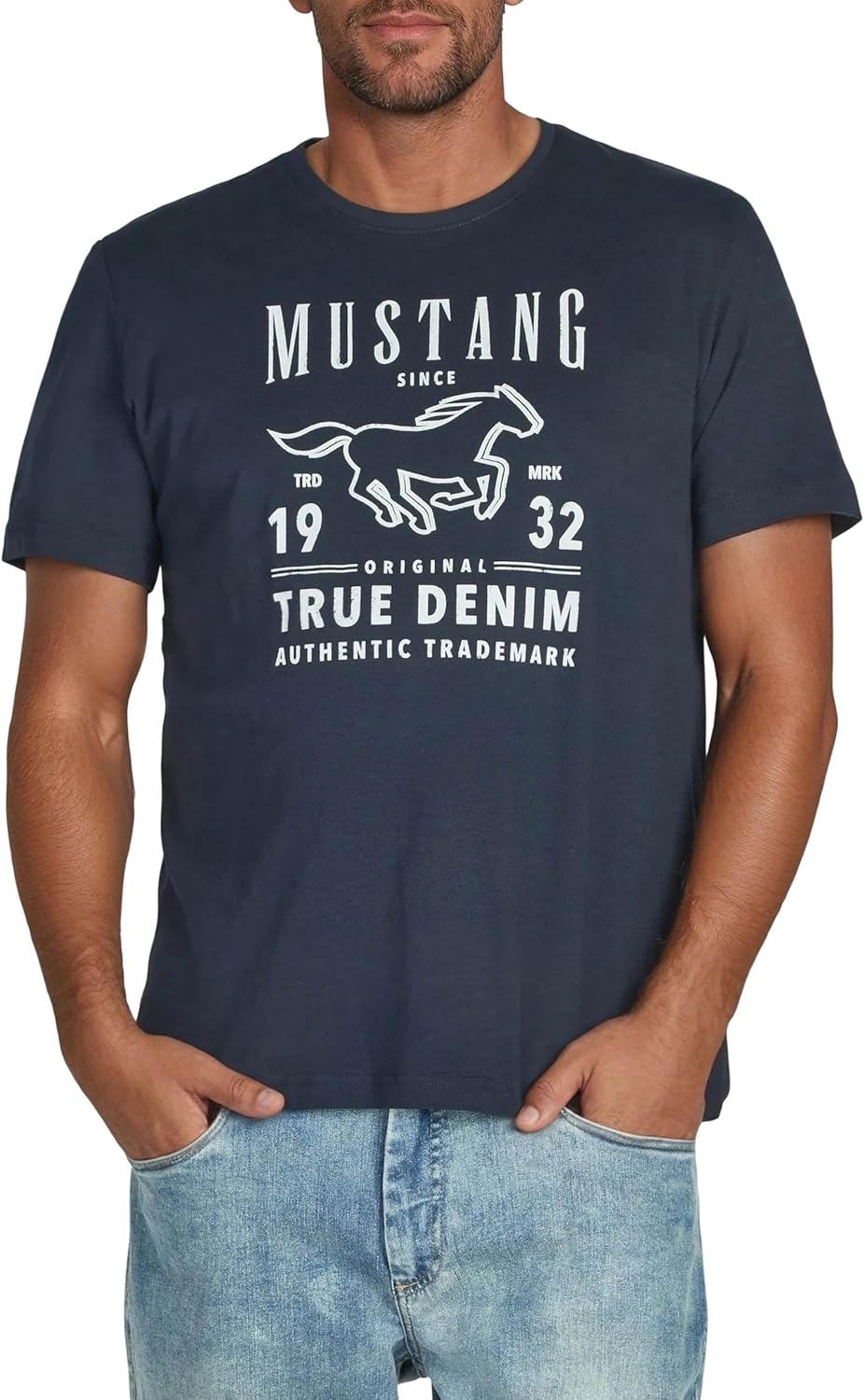 MUSTANG Herren T-Shirt 4er Pack Frontprint O-Neck Rundhalsausschnitt Kurzarm Regular Tee Shirt 100%