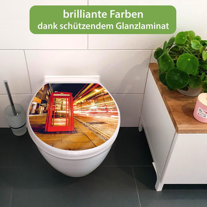 banjado Toilettendeckel mit Absenkautomatik 44,5x37cm - Soft Close Toilettensitz - WC Sitz mit Absen