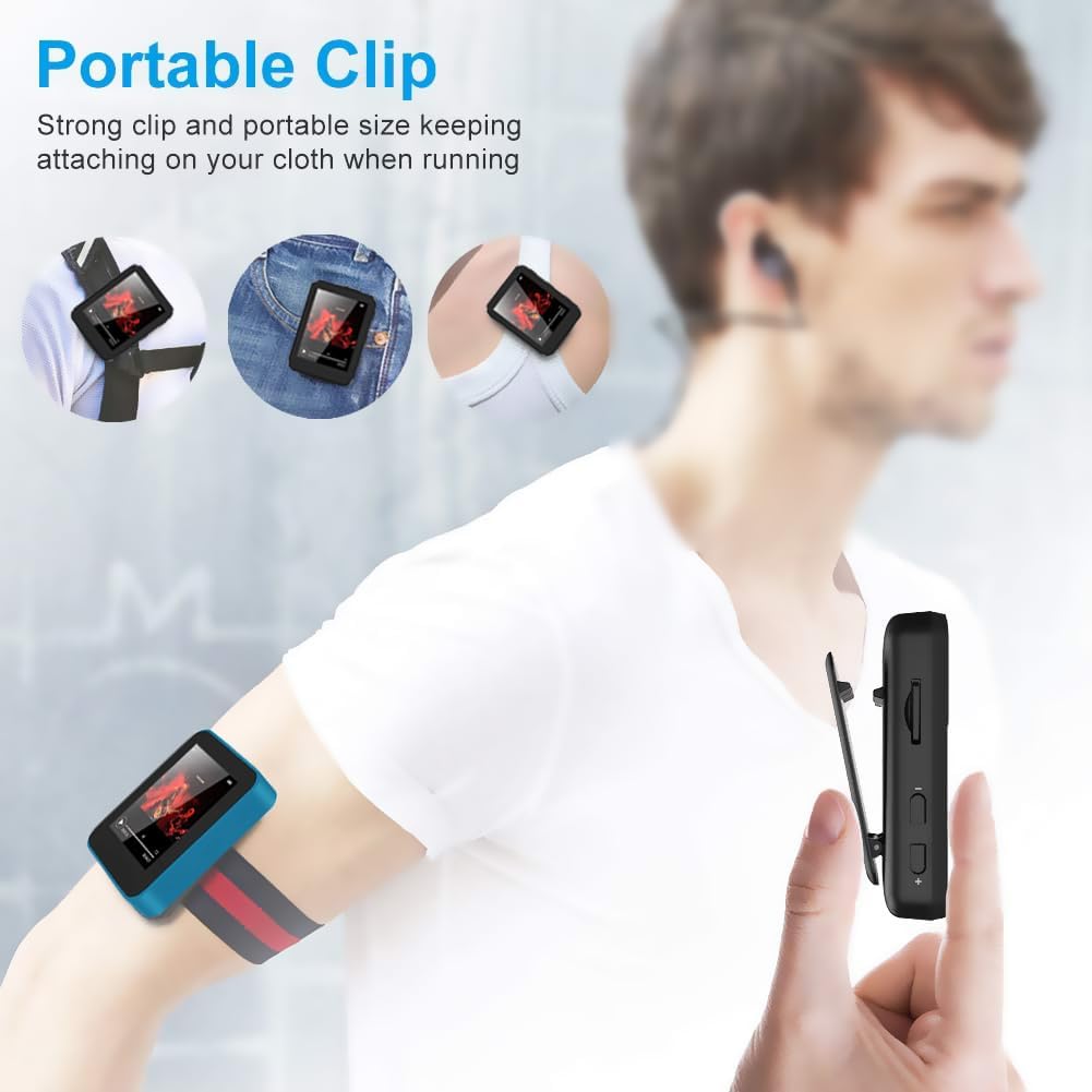 Hotechs MP3-Player/MP4-Player, MP3-Player mit 32 GB Speicherkarte, schlankes Design, digitales LCD-D