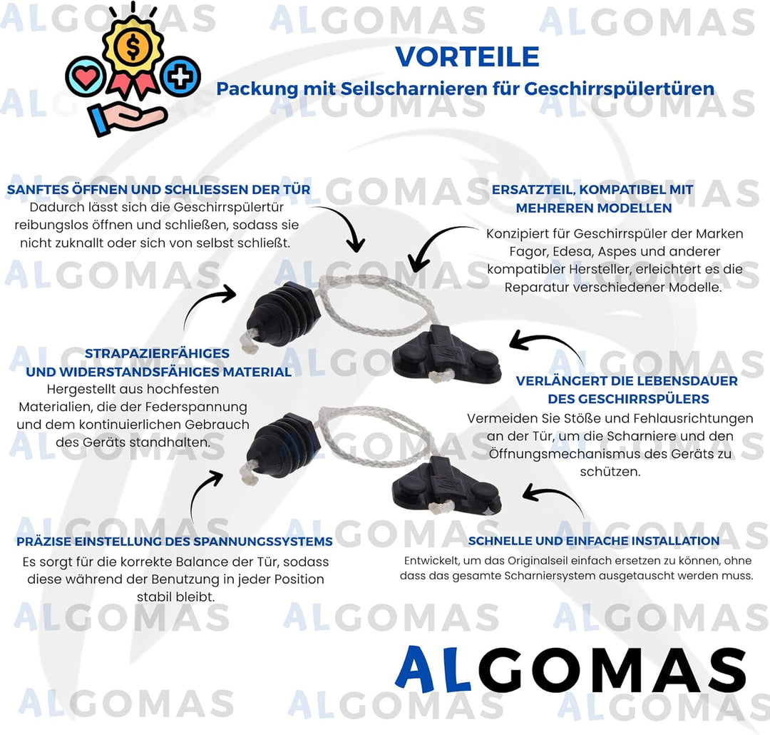ALGOMAS© 2 Stück Geschirrspüler-Türscharniere passend für Fagor, Edesa, General Electric, Aspes, Bra