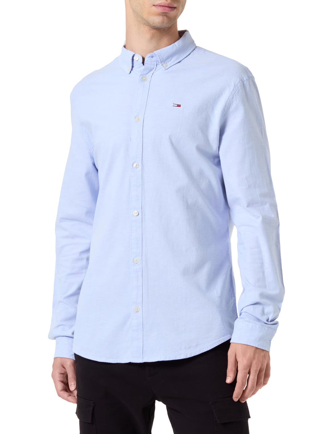 Tommy Jeans Herren Hemd TJM Slim Langarm XXS Blau (Moderate Blue), XXS Blau (Moderate Blue)