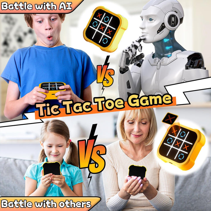 Tic Tac Toe Spiel, Tragbare 3-In-1-Puzzlespielkonsole, Tragbare Reisespiele für Bildung und Gedächtn