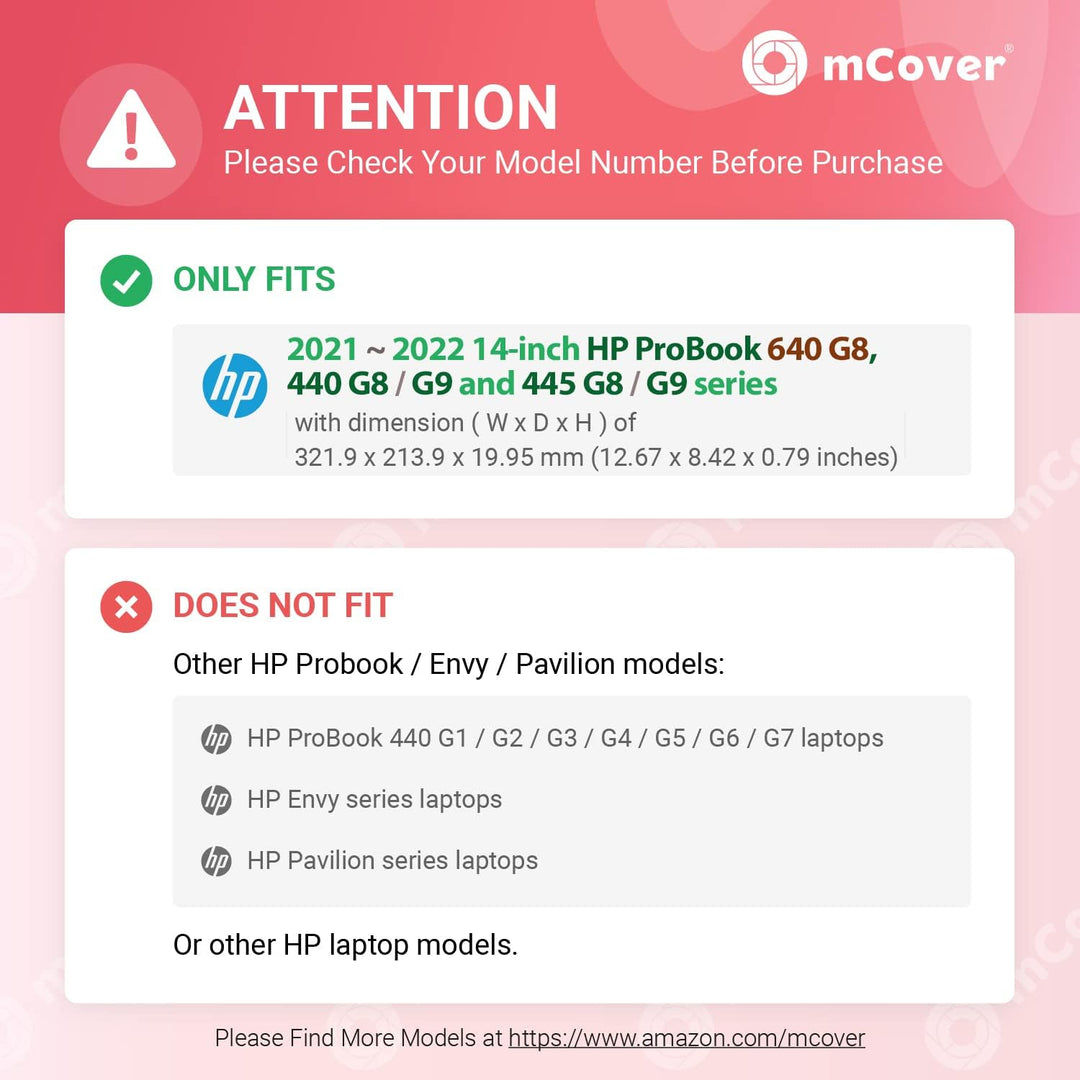 mCover Nur kompatibel mit HP ProBook 440 G8 / G9 und 445 G8 / G9 Serie 2021 - 2022 Notebook-PCs (nic