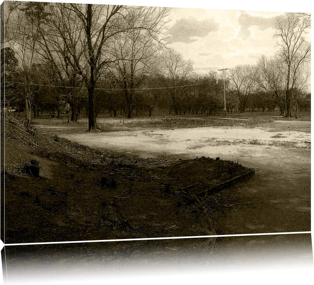 Pixxprint düstrer Wald auf Leinwand, XXL riesige Bilder fertig gerahmt mit Keilrahmen, Kunstdruck au