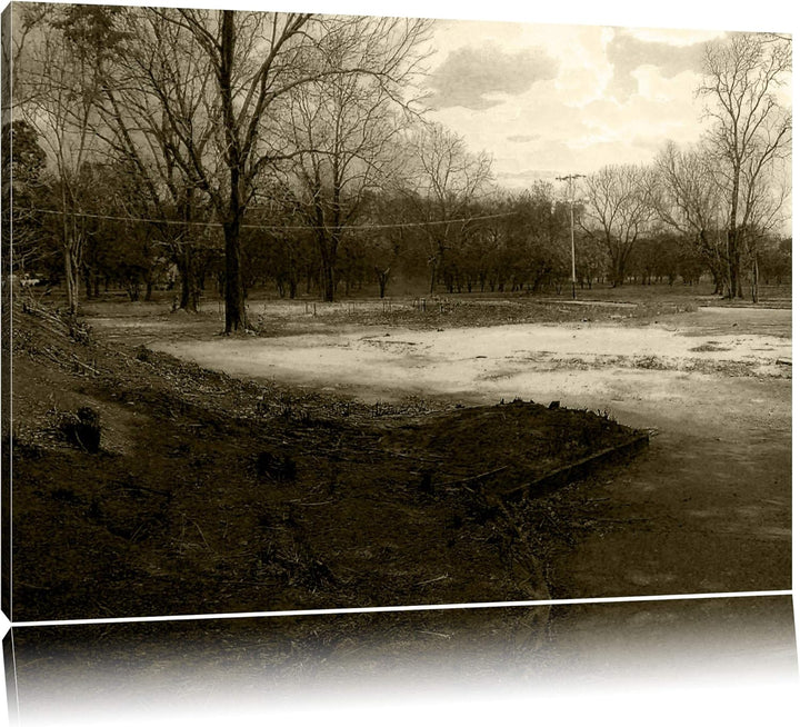 Pixxprint düstrer Wald auf Leinwand, XXL riesige Bilder fertig gerahmt mit Keilrahmen, Kunstdruck au