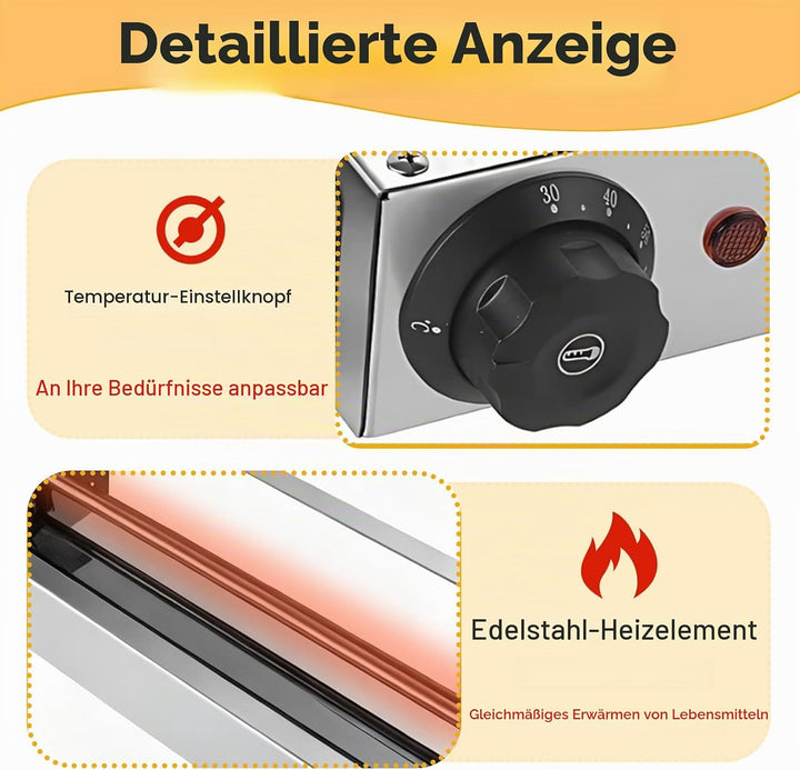 Wärmelampe Küche Gastro, Speisenwärmer Lampe mit Drehknopf-Temperaturregelung, Kommerzielle Gastro W