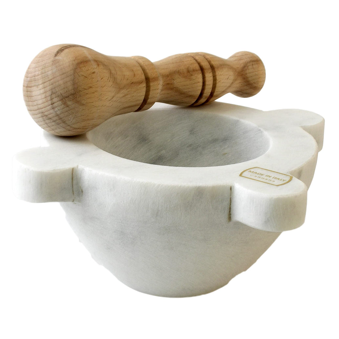 MARMO IN MRM320110 Mörser, 18 cm, Höhe 10 mm, Marmor, Weiss, mit Pest