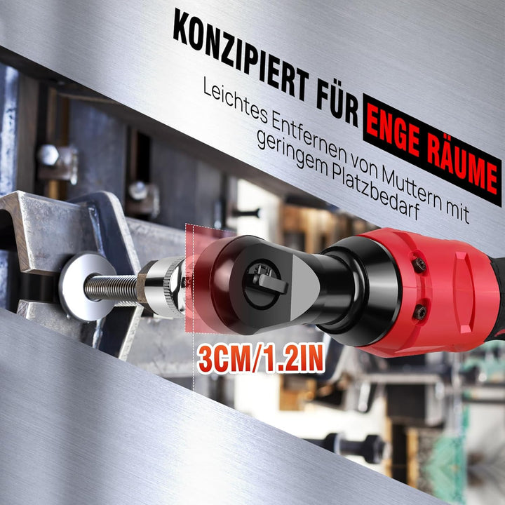 12V Akku Ratschenschlüsse 3/8 Zoll, 40Nm Elektrischer Ratschenschlüssel 2 x 1500mAh Akku, 7 Steckdos