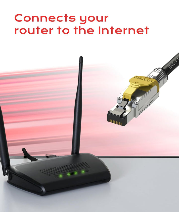 LINKUP - [GHMT & DSX8000 Zertifiziert] Cat8-Ethernet-Patchkabel S/FTP 22AWG Doppelt Geschirmtes Mass
