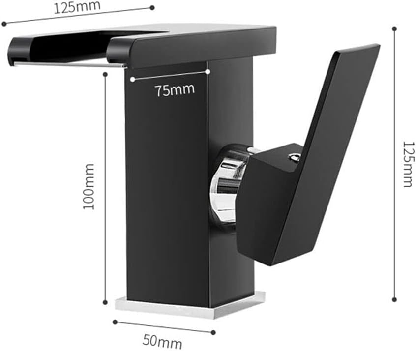 Wasserfall Waschtischarmatur Bad Eihebelmischer mit Armatur LED Funktion Wasserhahn DHL (Schwarz), S