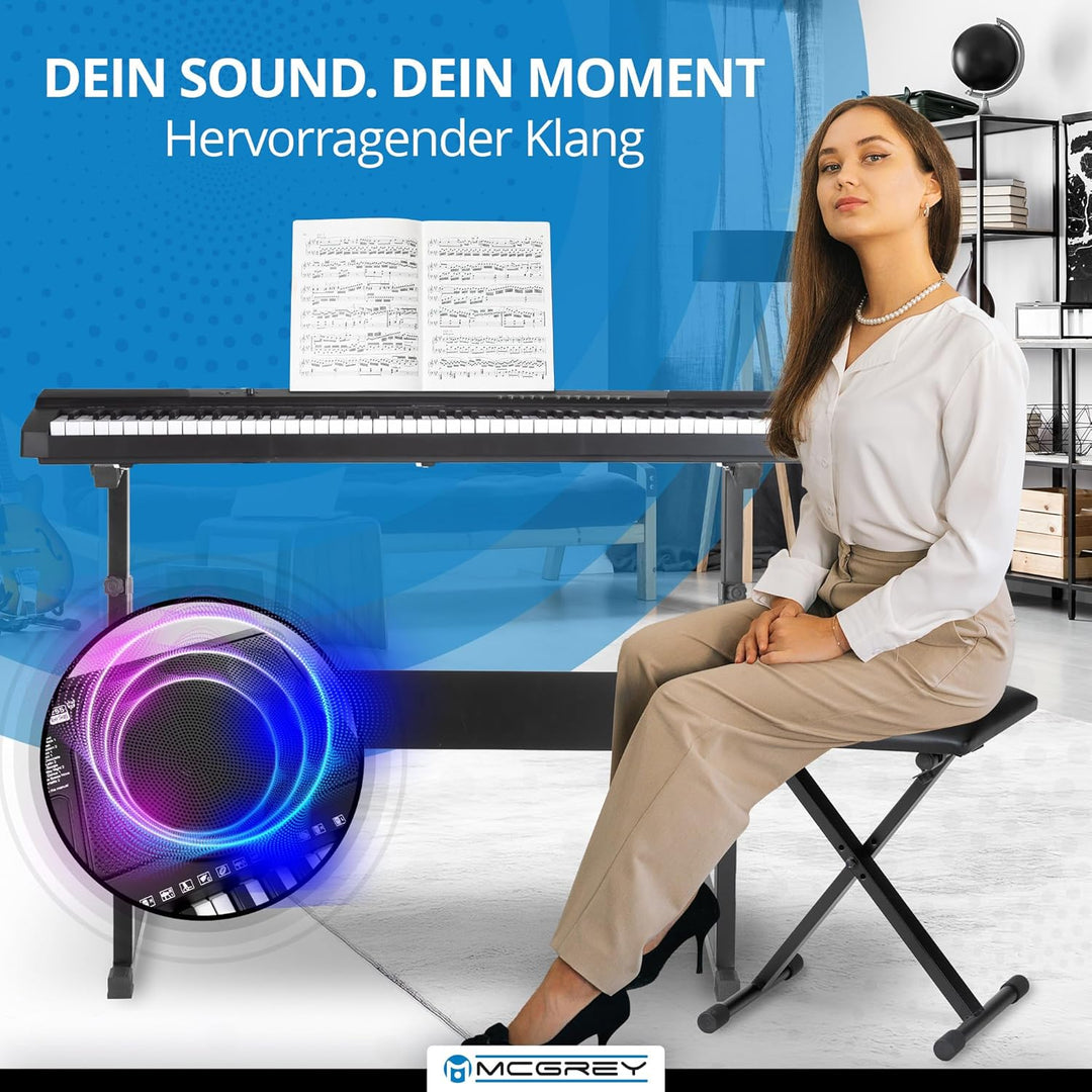 McGrey LK-6150 61 Tasten Set - Elektronisches Keyboard mit 61 Tasten - Leuchttasten und Lautsprecher