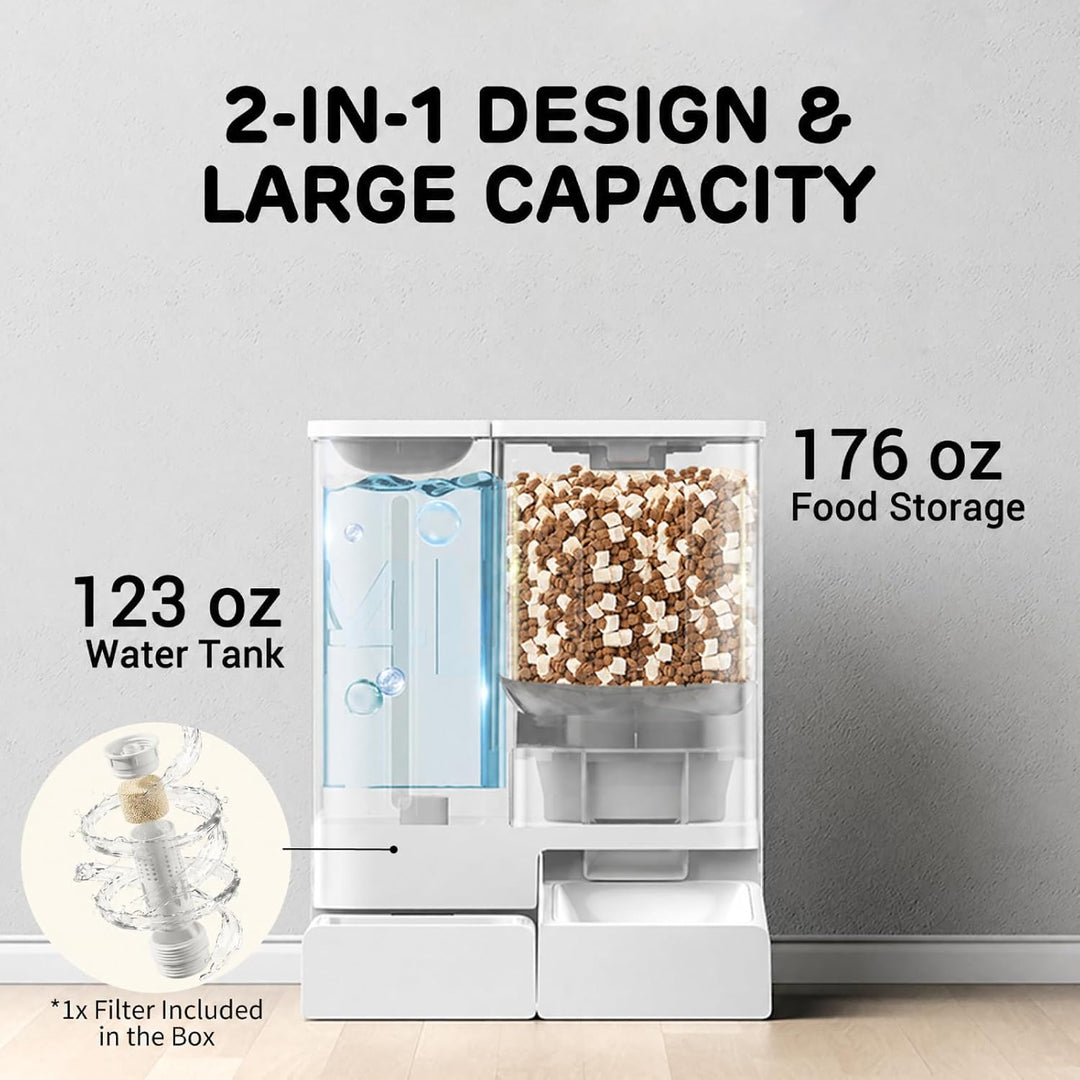 iPettie FW54 5G/2.4GHz WLAN Automatischer Futter- und Wasserspender 2-in-1 für Haustiere, 8.8L Gross