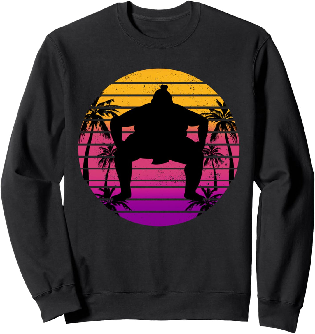 Sumo Ringer Wrestler Retro Sunset Vaporwave Aesthetic Sweatshirt