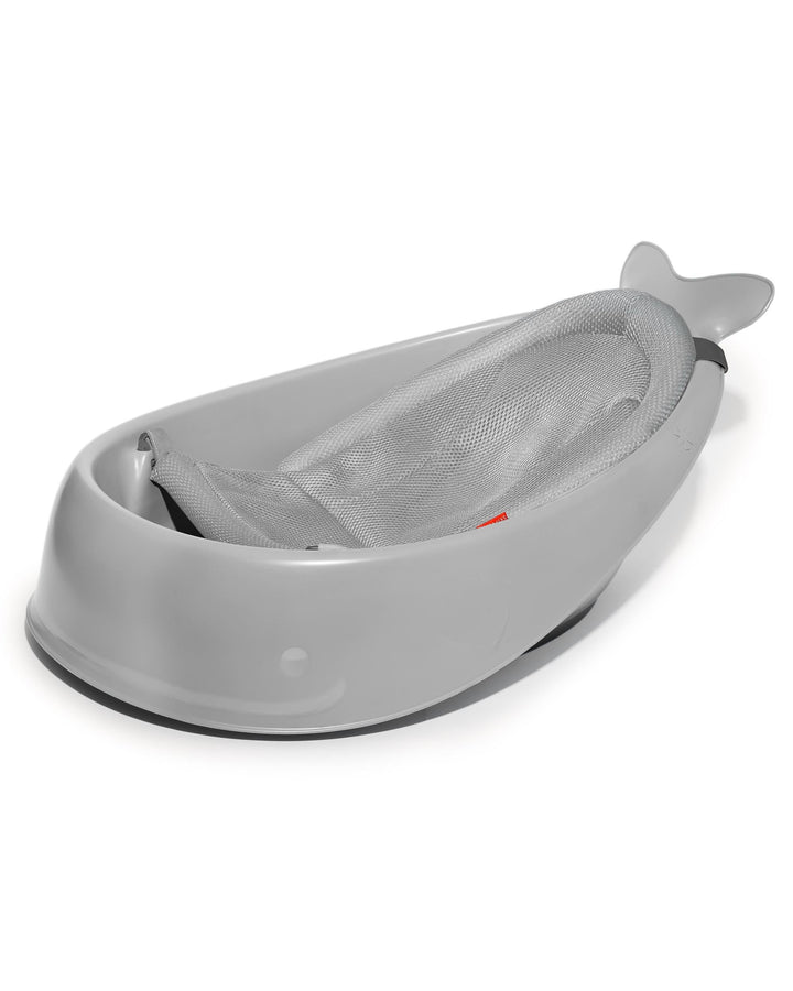 Skip Hop 235060 Moby Wal Badewanne, 3 Stufen, Anti-Rutsch, Bad für Babys, grau, Grau