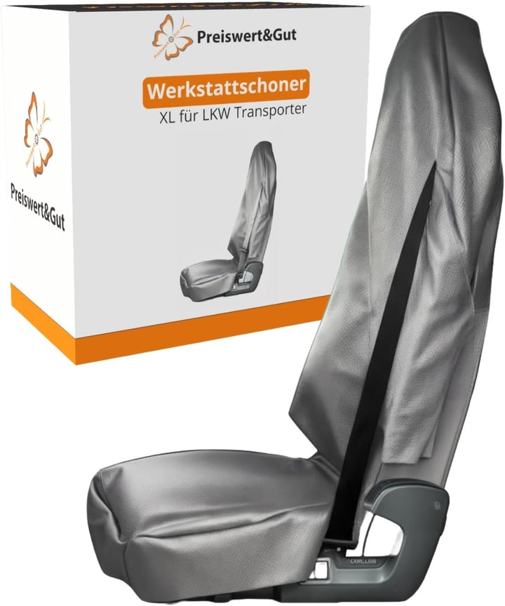 Preiswert&Gut Werkstattschoner Sitzauflage Kunstleder LKW oder Transporter LKW Sitzbezug XXXL schwar