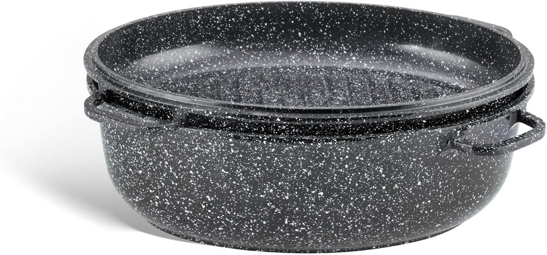Aluguss Bräter, 8L Alugussbräter,Bratpfanne, zwei in eins, Gänsepfanne KB4036 SCHWARZ