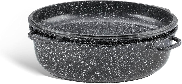 Aluguss Bräter, 8L Alugussbräter,Bratpfanne, zwei in eins, Gänsepfanne KB4036 SCHWARZ
