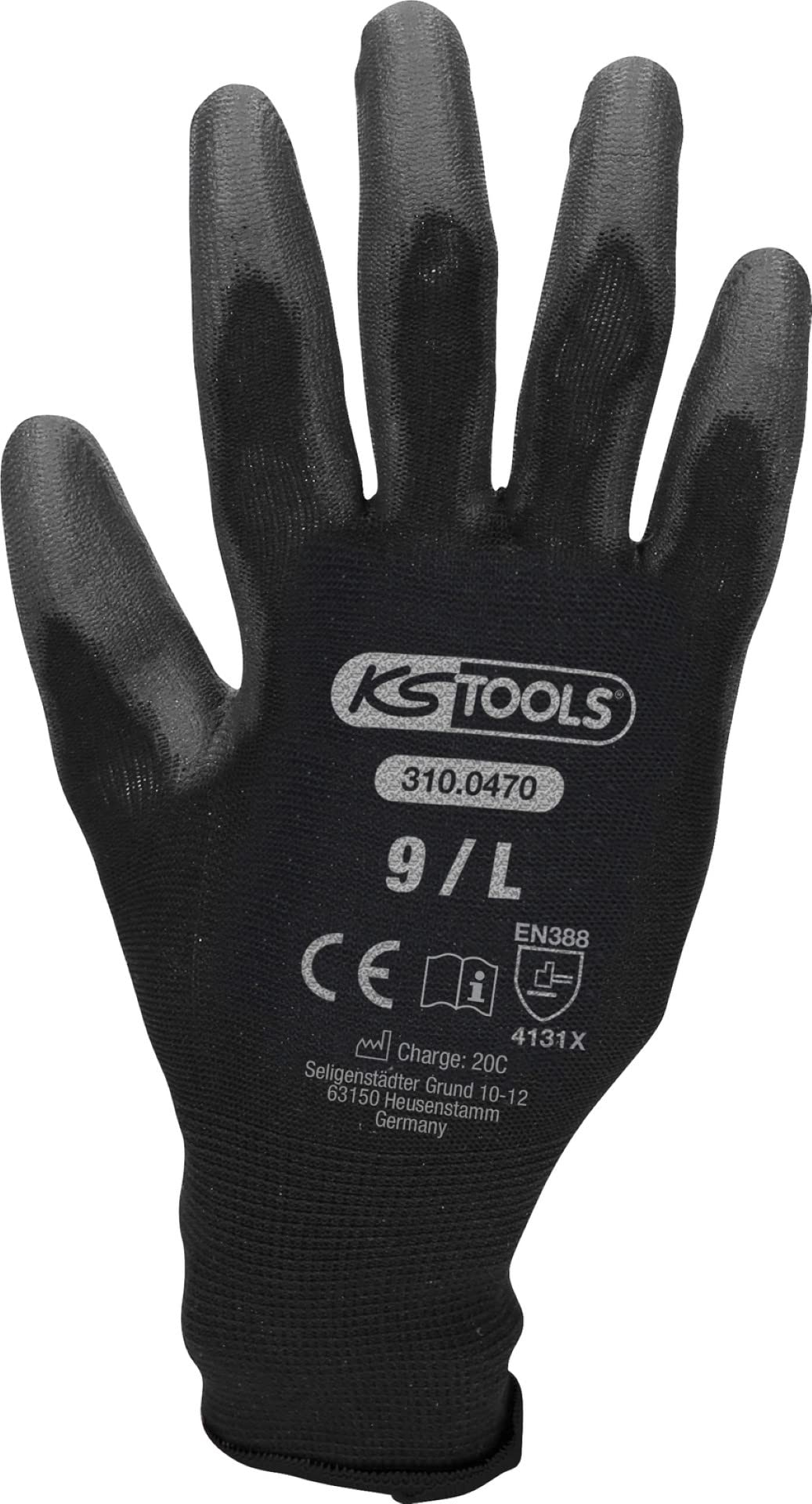 KS Tools 310.0470 Mikro-Feinstrickhandschuhe-schwarz, L, 12 Paar, L