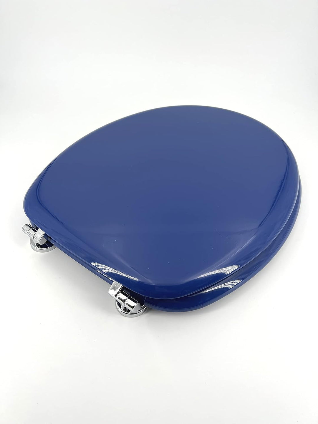 ADOB WC Sitz Klobrille Holzkern Farbe Blau, extrem stabil, messing verchromte Scharniere, WC-Brille
