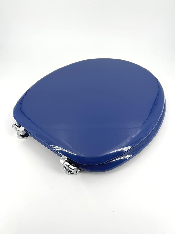 ADOB WC Sitz Klobrille Holzkern Farbe Blau, extrem stabil, messing verchromte Scharniere, WC-Brille