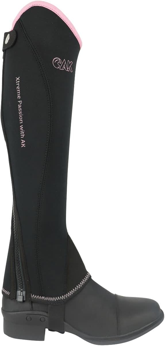 AK Neopren Curved Zip Reiten Halbchaps AKRS-1828 3XL schwarz / rosa, 3XL schwarz / rosa