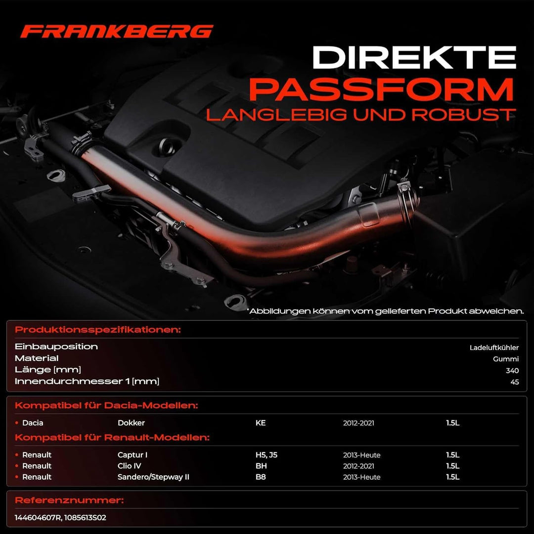 Ladeluftschlauch Turboschlauch mit Halteklammer für Dokker Captur J5_ Clio IV BH_ 1.5L 2012-2021 144