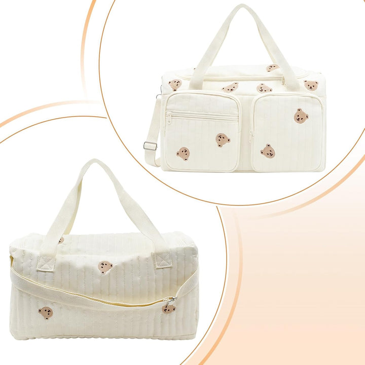 Grosse Wickeltaschen Kliniktasche Geburt 48 × 22 × 26 cm, Baby Wickeltasche, Mommy Bag aus Baumwolle