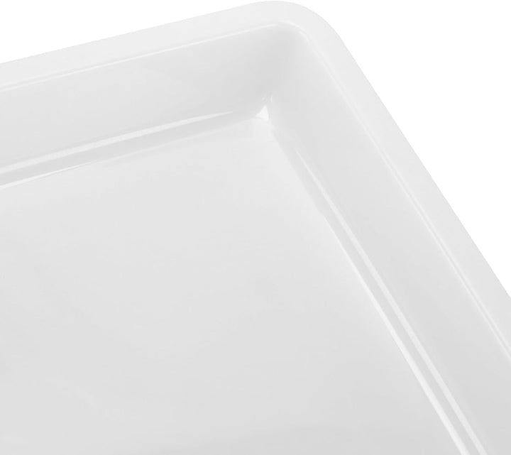 SINJEUN 12 Stück Kunsttabletts Weiss aus Kunststoff, 39,5 x 28,5 x 4 cm Materialschalen Stapelbar Ak