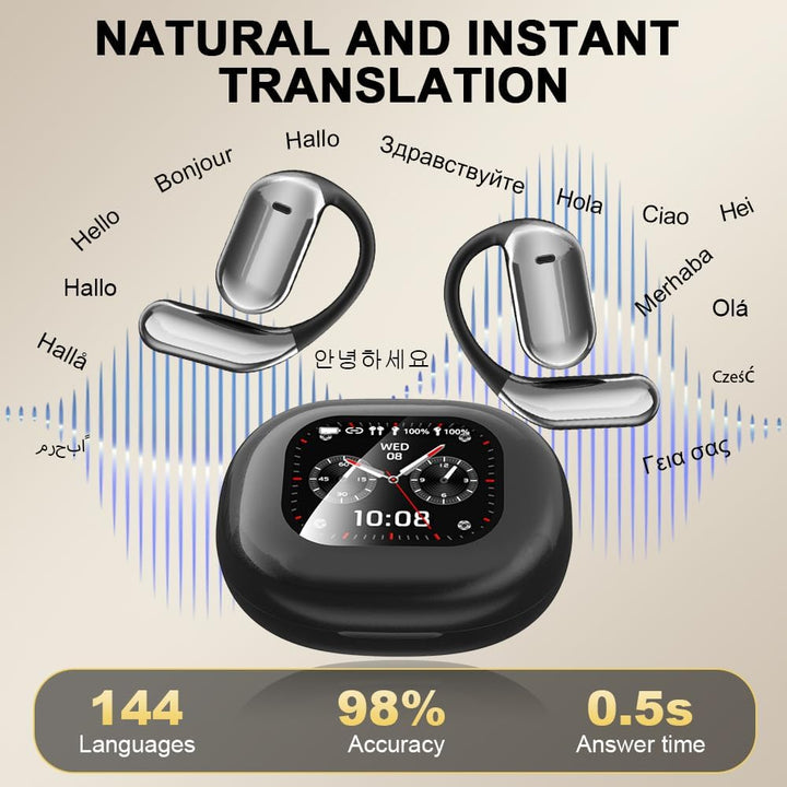 Bluetooth-Übersetzungs-Headset, LCD-Bildschirm Sport-Kopfhörer, Smart Ai Translation Headset, Überse
