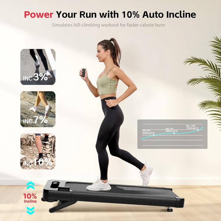 Bluearth Walking Pad mit 10% Automatische Steigung, Max 150KG, 2.5PS Leiser Motor, Laufband Schreibt