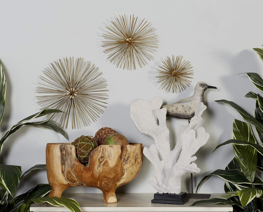 Deco 79 Metall Starburst 3D Wanddekoration, 3er-Set, 15,2 cm, 22,9 cm, 30,5 cm B, goldfarben, Gold