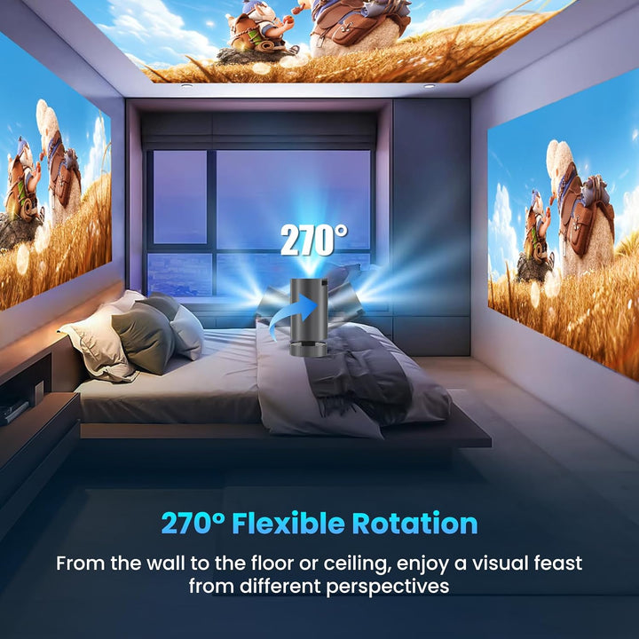Mini Beamer 4K 1080P, Smart Projektor Tragbarer Android 13, WiFi 6 BT 5.4