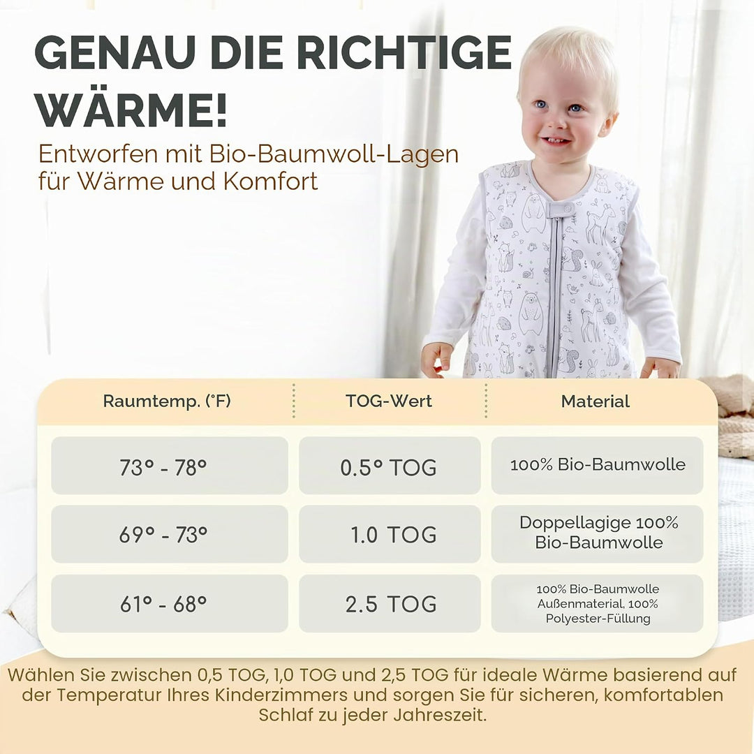 Mama Cheetah Baby Schlafsack, Bio-Baumwolle, Tragbare Babydecke, Schlafsack mit 2-Wege-Reissverschlu