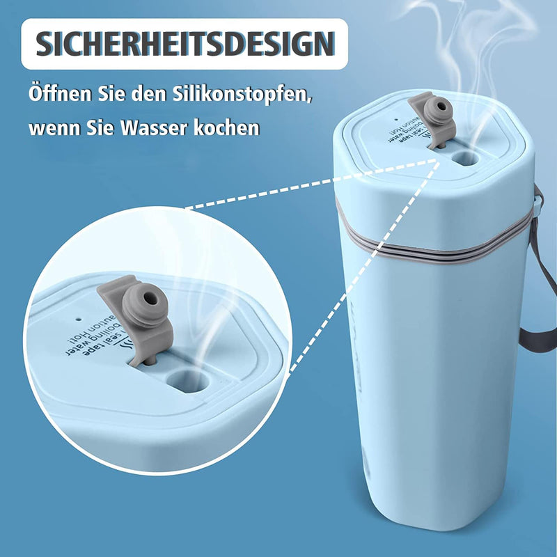 Reise Elektrisch Wasserkocher 350ml Heizleistung, Gesamtkapazität 450ml, Tragbarer Mini-Heizbecher,