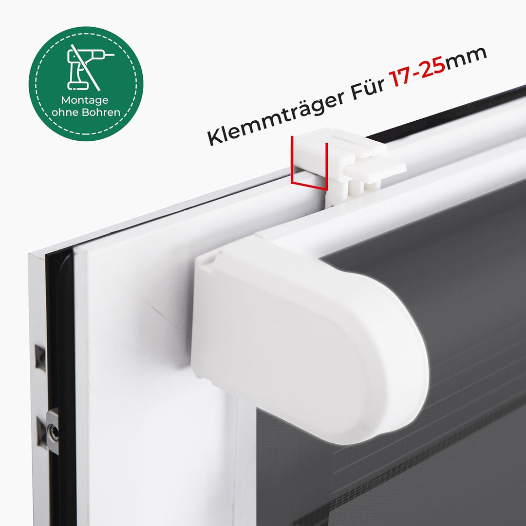 Allesin Doppelrollo schnurlos Klemmfix ohne Bohren Duo Rollos für Fenster &amp; Tür, 80x120cm (BxH) Anth