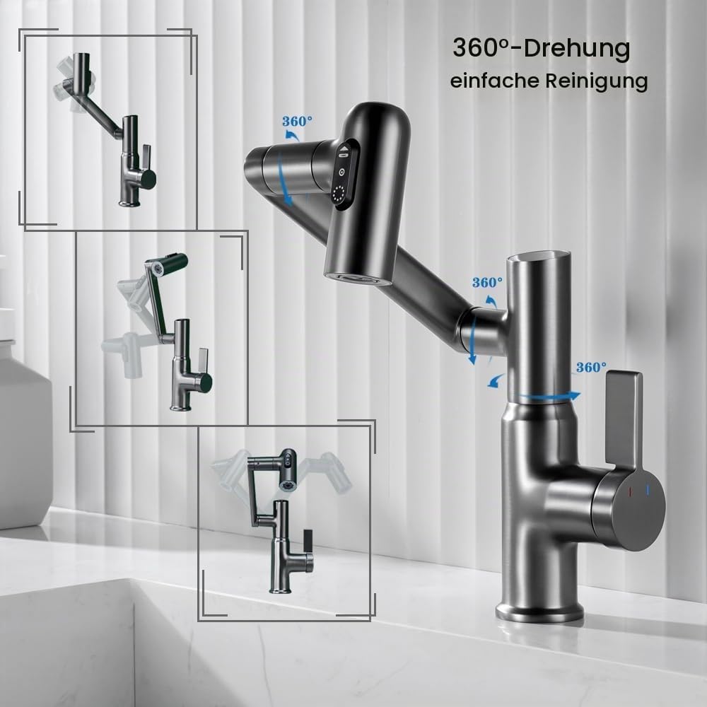 Smart Temperatur Badezimmer Wasserhahn, Einhand-Badezimmerarmatur, Waschbeckenarmatur, Küchenarmatur