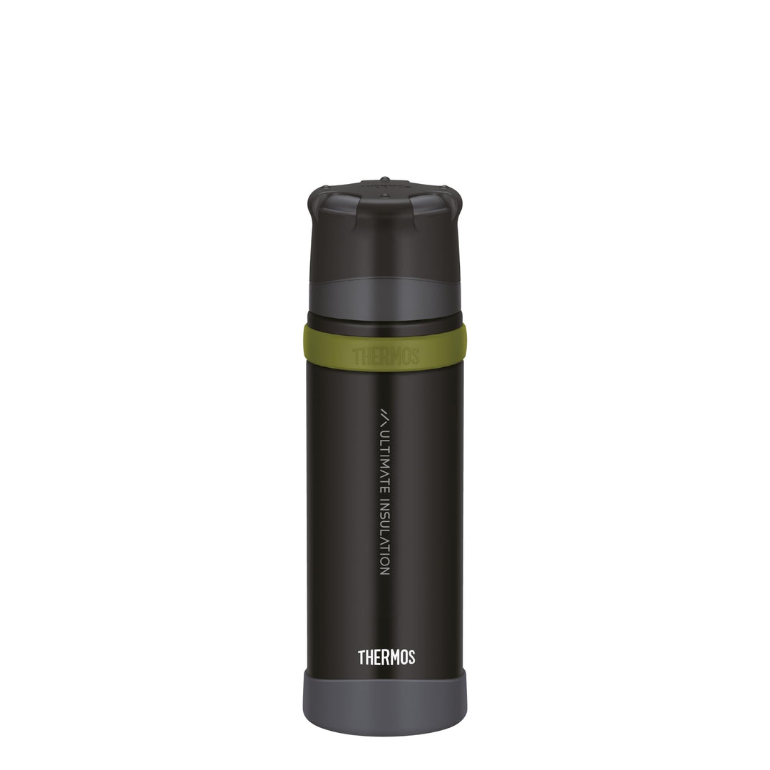 Thermos Mountain Beverage Bottle 0,50l, Black, Thermosflasche Edelstahl mit Trinkbecher, 24 h heiss