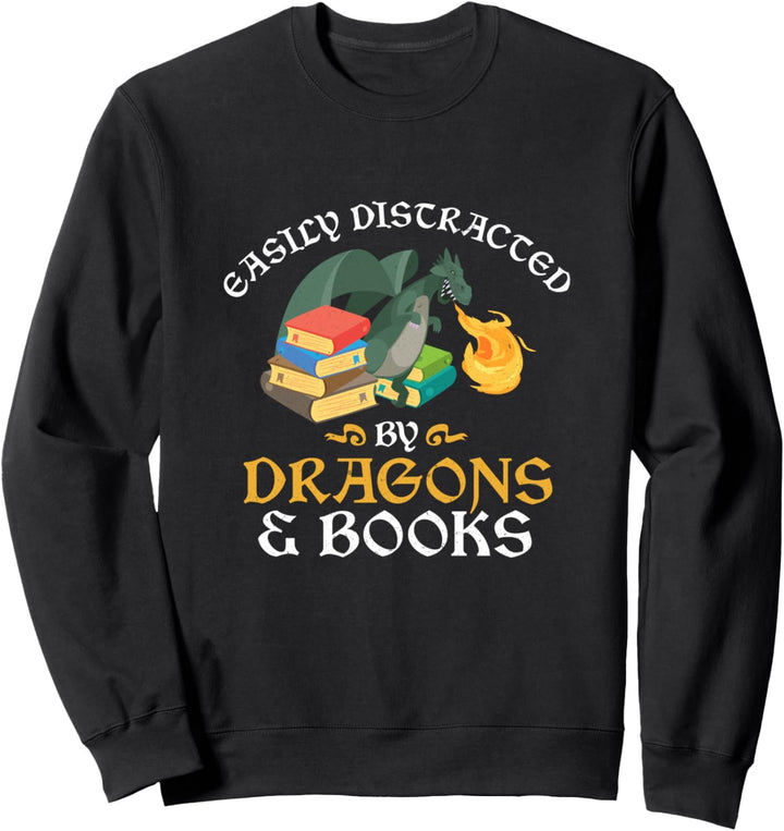 Leicht abgelenkt von Drachen und Büchern Dragon Bookworm Sweatshirt