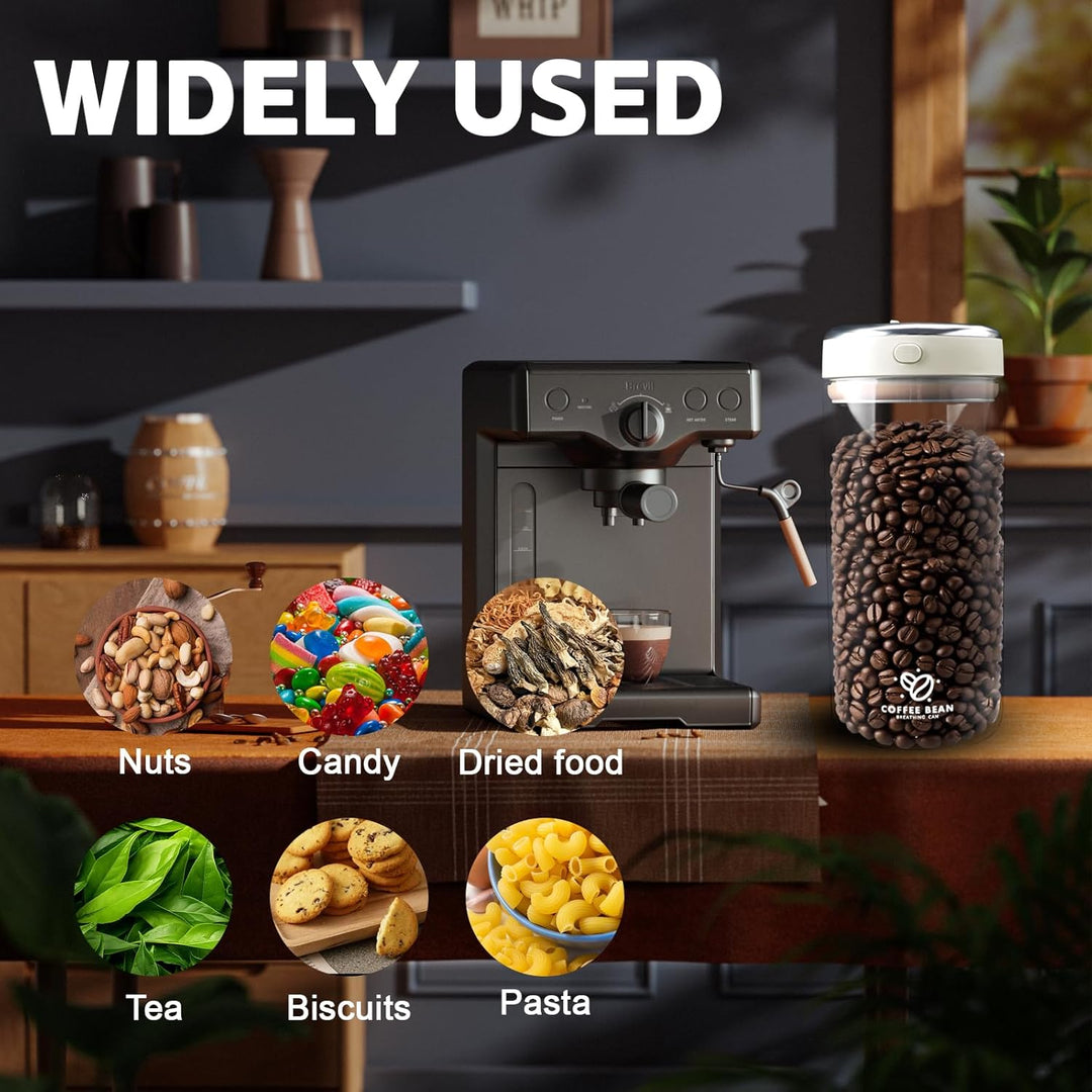 Kaffeedose 1700ml Luftdicht, Borosilikatglas mit Vakuumdeckel | Kaffeebehälter für Kaffeebohnen, Tee