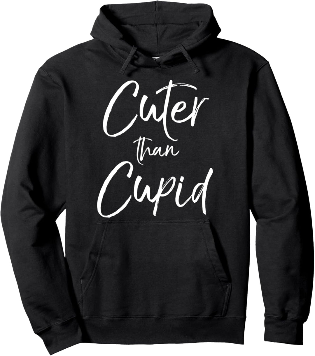 Valentine's Day Outfit for Girls Boys Quote Cuter than Cupid Pullover Hoodie