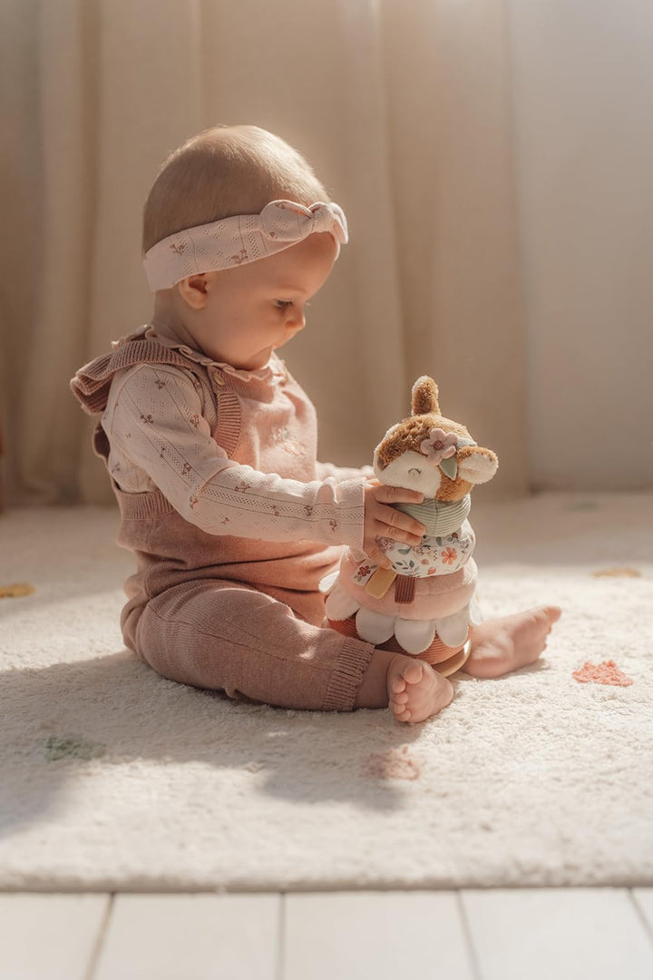 Little Dutch Stapelturm Stapelringe Steckspiel aus Holz und Stoff Baby Kleinkind REH rosa - Fairy Ga