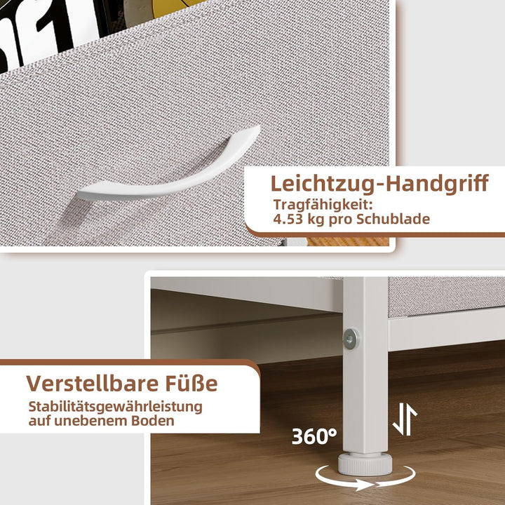 Somdot Kommode mit Schubladen aus Stoff für Schlafzimmer, Kommode Wohnzimmer Flur, Komodenschrank Sc