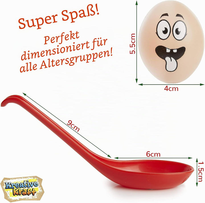 KreativeKraft Eierlaufen Kindergeburtstag Spiele Set, Plastik Eier Spielzeug Löffel Set, Outdoor Spi